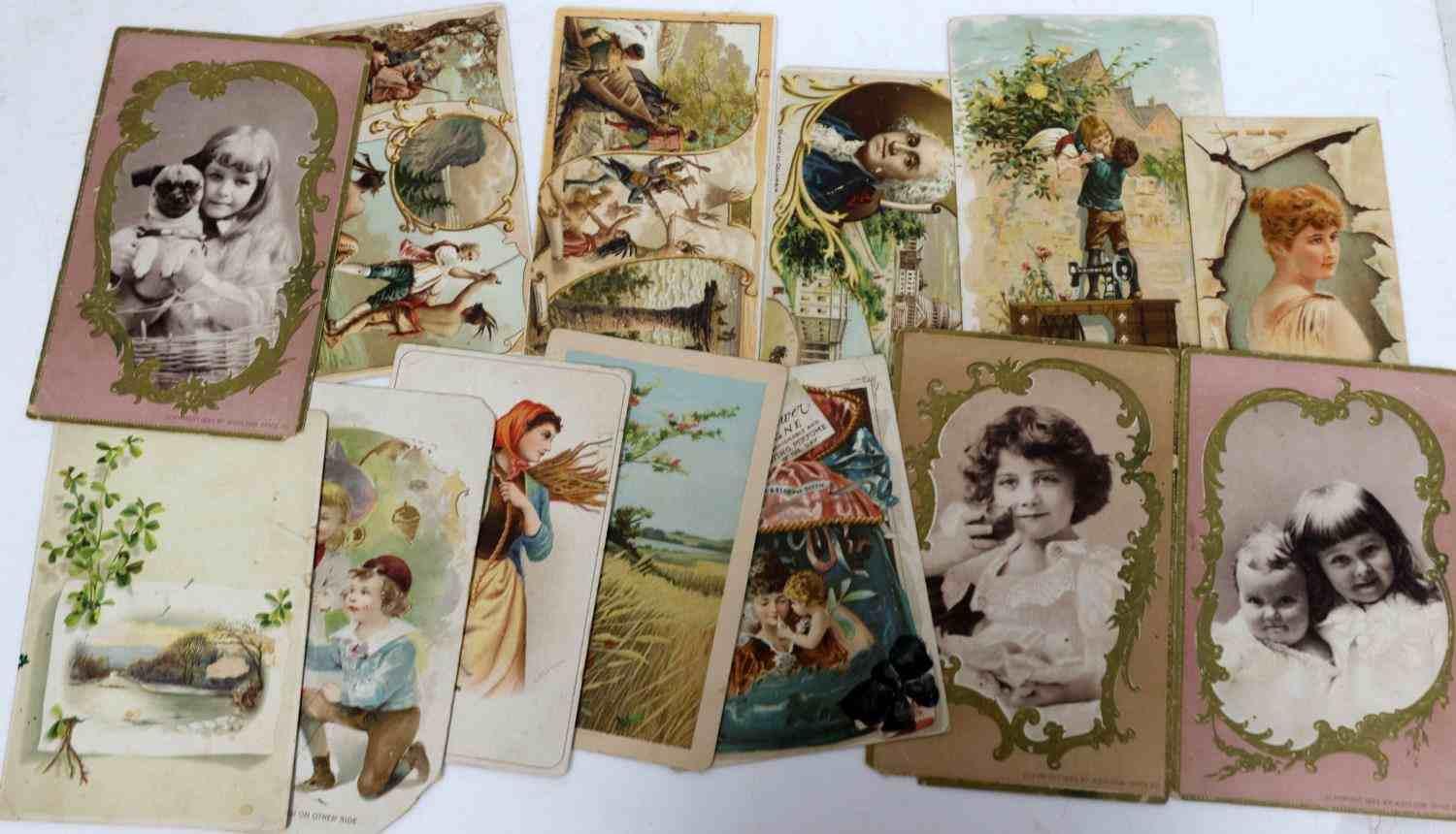 LOT OF 33 ANTIQUE VICTORIAN 1890S TRADE CARDS
