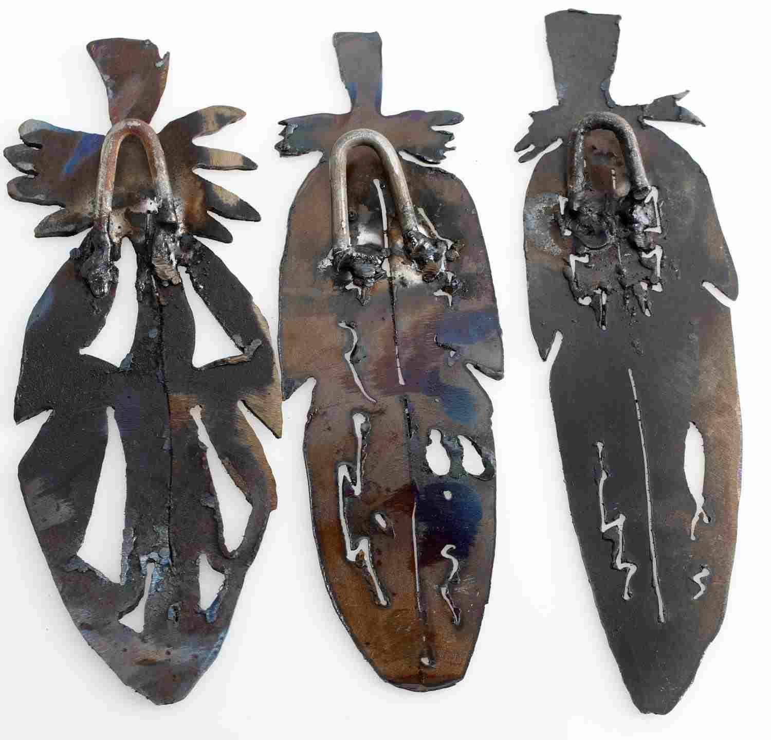 HEAT COLORED STEEL FEATHER WALL ART PIECES