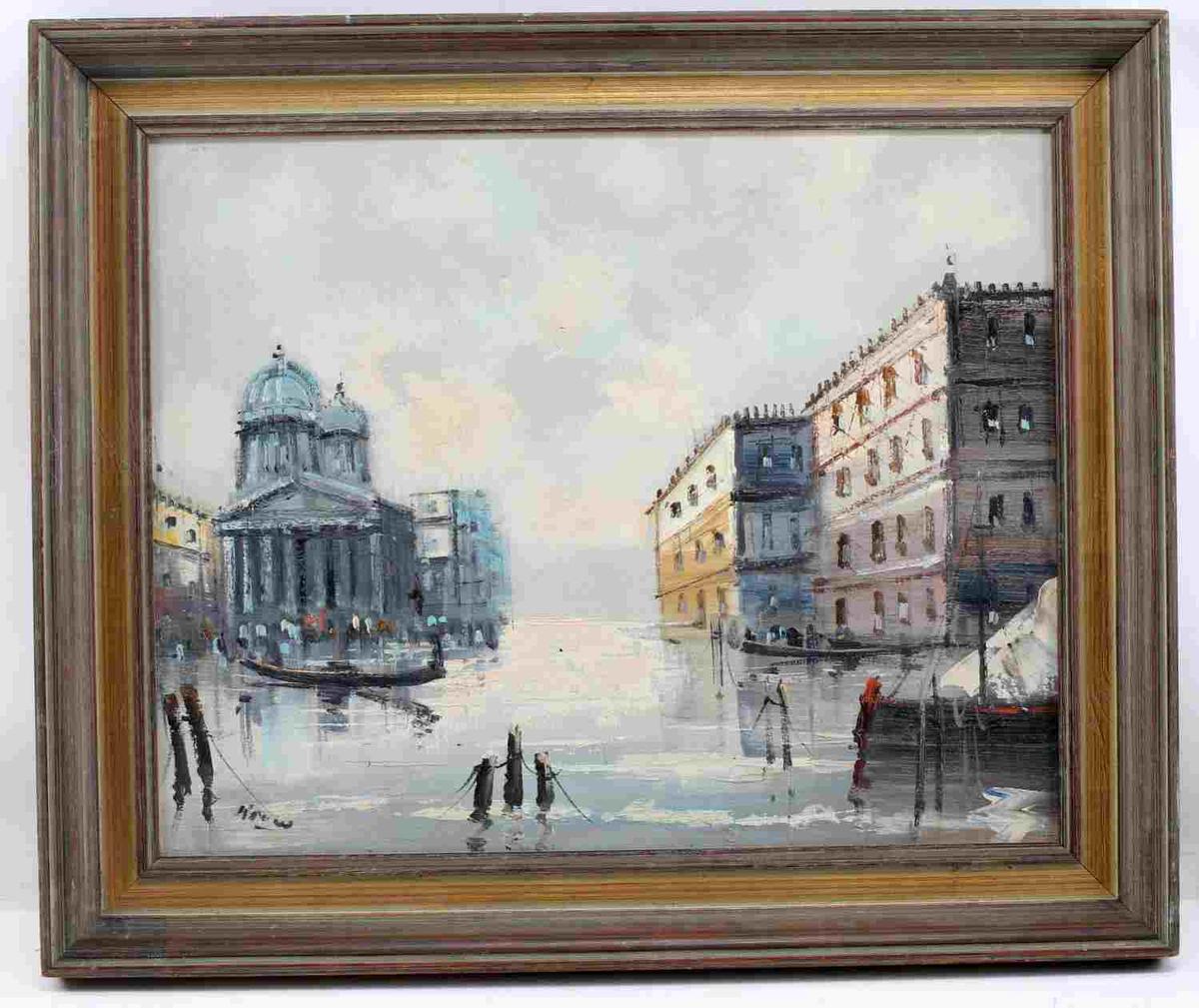 SIGNED OIL ON CANVAS OF VENICE WATERSCAPE