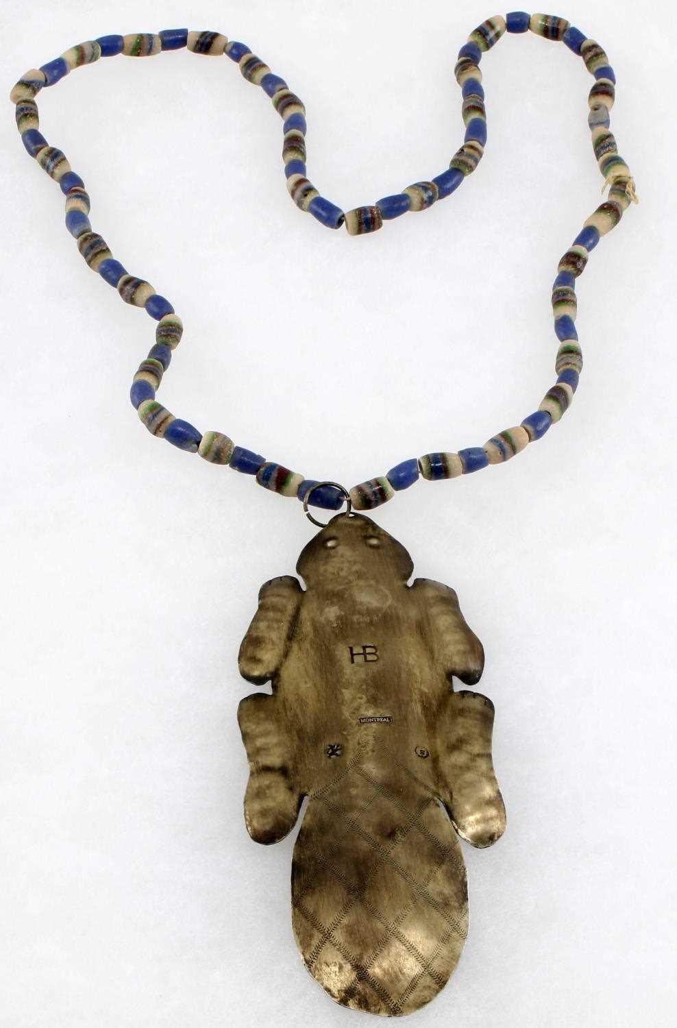 HUDSON BAY FUR TRADE BEAD NECKLACE WITH BEAVER