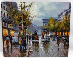 OIL ON CANVAS IMPRESSIONISTIC FRENCH CITYSCAPE