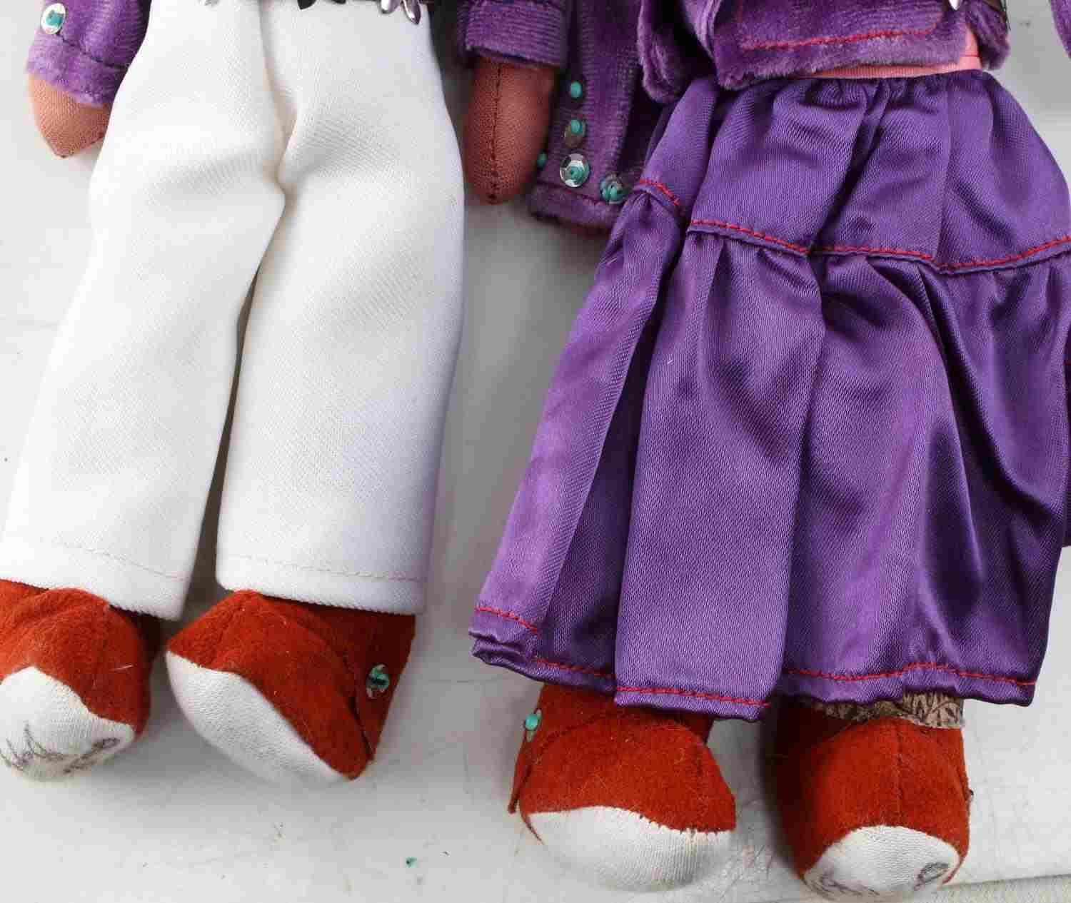 TWO PAIRS OF NATIVE AMERICAN HANDMADE DOLLS