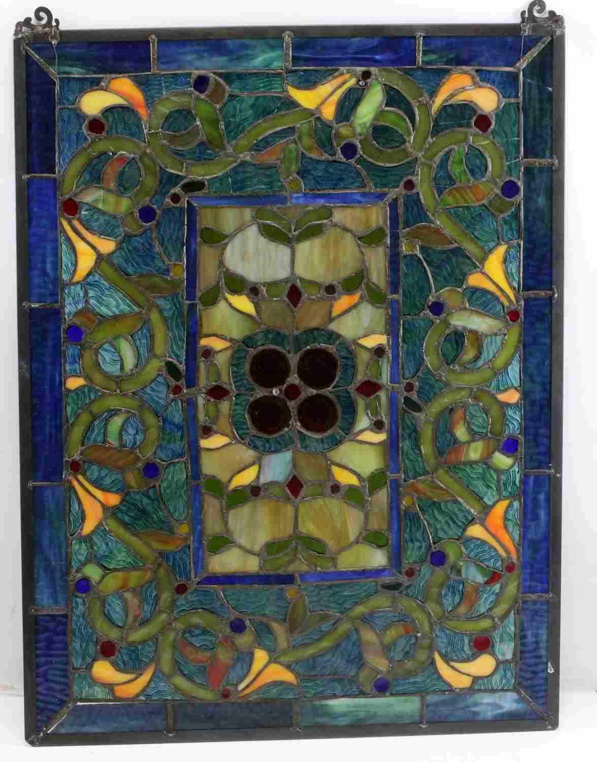 MULTI COLORED ART NOUVEAU STAINED GLASS  ART PIECE