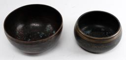 2 ANTIQUE COPPER HAND HAMMERED SINGING BOWLS