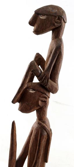 ASMAT IRIAN JAYA WOOD CARVING SHOWING 2 MEN