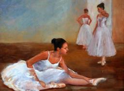 JOSEPH PALAZZOLO THREE BALLERINAS OIL PAINTING