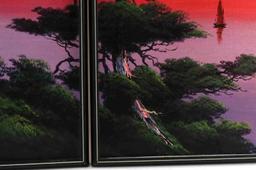 LONE CYPRESS OIL ON CANVAS SIGNED 2 PANEL PAINTING