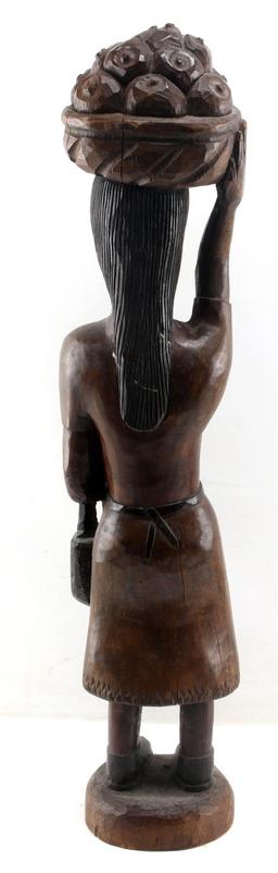 JAMAICAN CARVED WOOD FEMALE HARVEST FIGURE