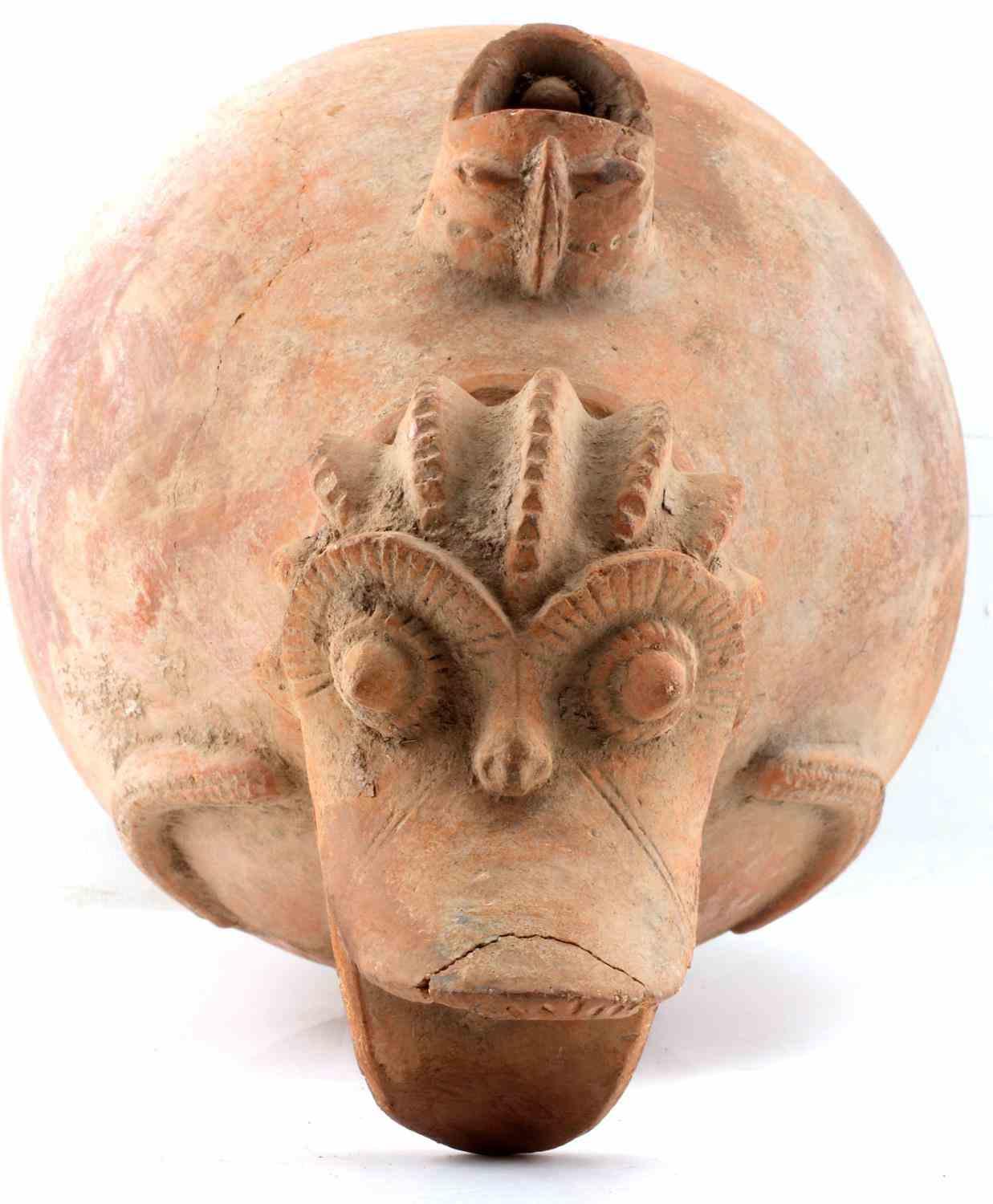 MOCHE ARYBALLOS ZOOMORPHIC POTTERY AMPHORA