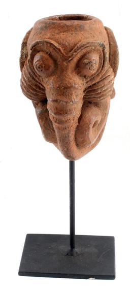 SMALL ANTIQUE TERRACOTTA STYLIZED ELEPHANT