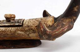ANTIQUE SMALL BONE & WOOD INDONESIAN DUCK CARVING