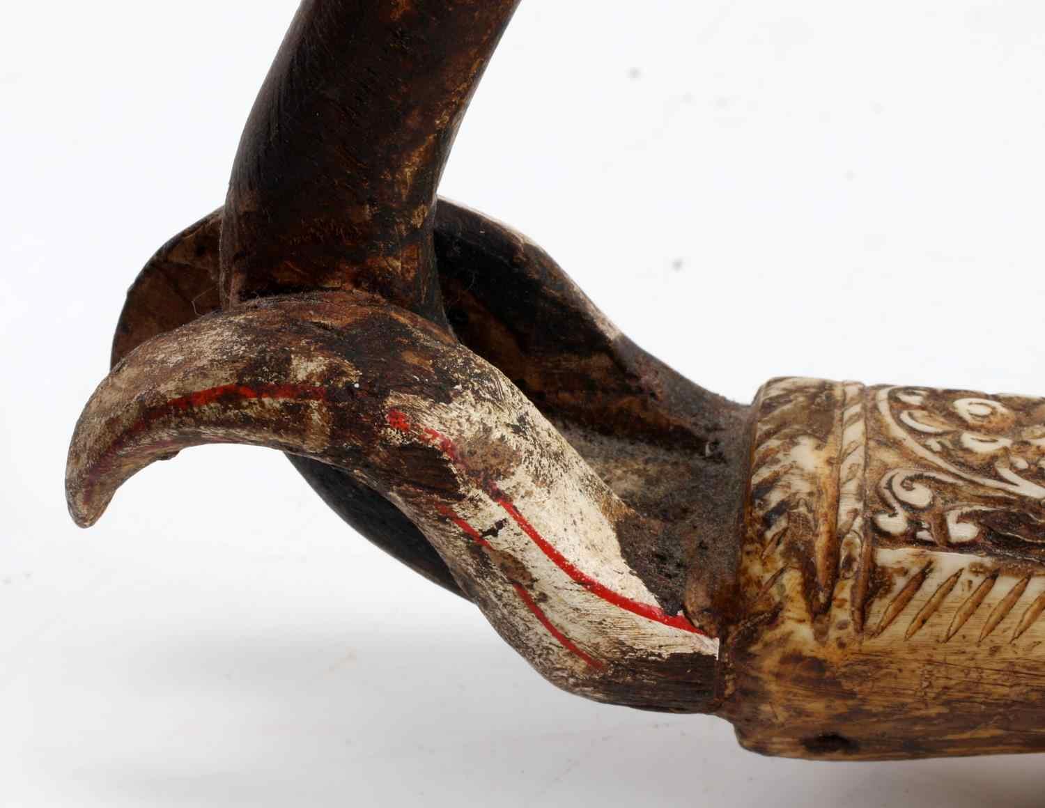 ANTIQUE SMALL BONE & WOOD INDONESIAN DUCK CARVING