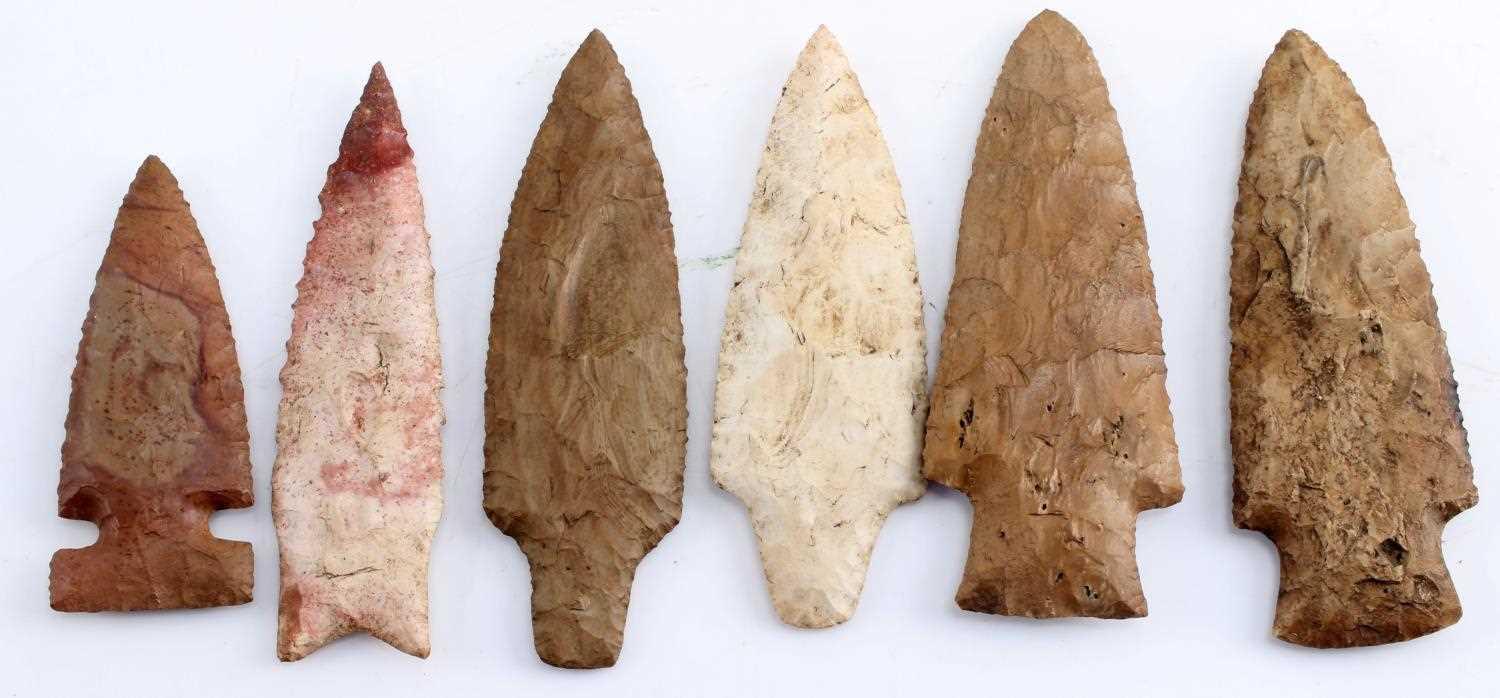 LOT OF 6 NATIVE AMERICAN INDIAN ARROWHEADS POINTS