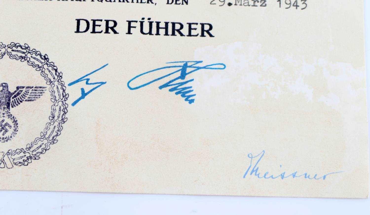 WWII THIRD REICH GERMAN KNIGHTS CROSS DOCUMENT