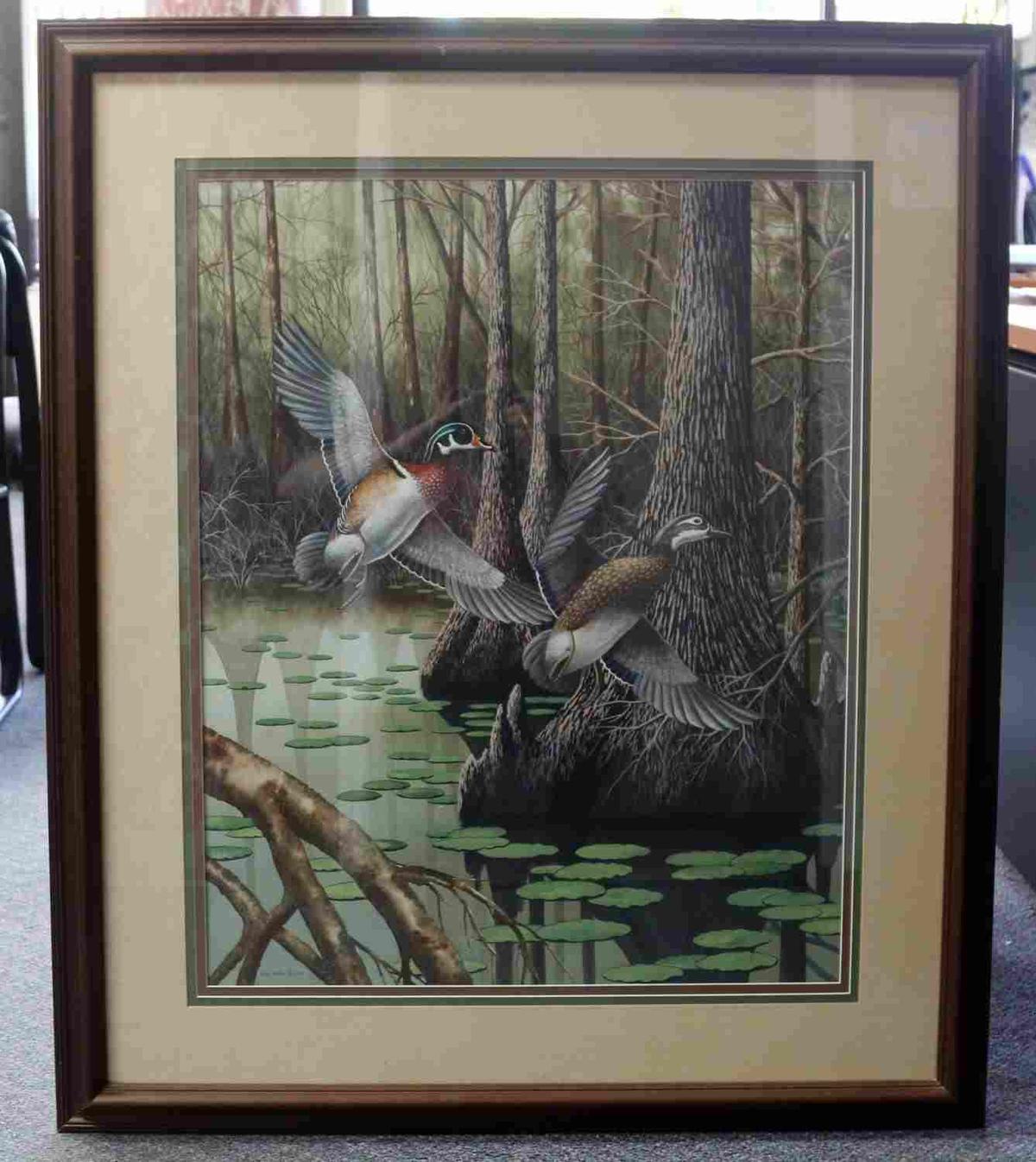 JAMES PARTEE JR WOOD DUCK WATERCOLOR PAINTING