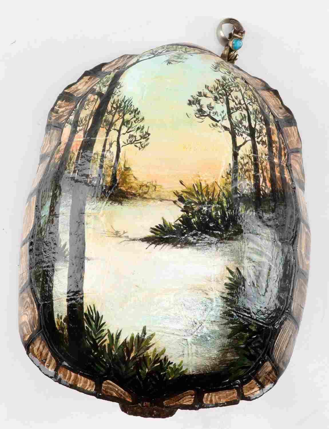 GOPHER TORTOISE SHELL WITH FLORIDA LANDSCAPE