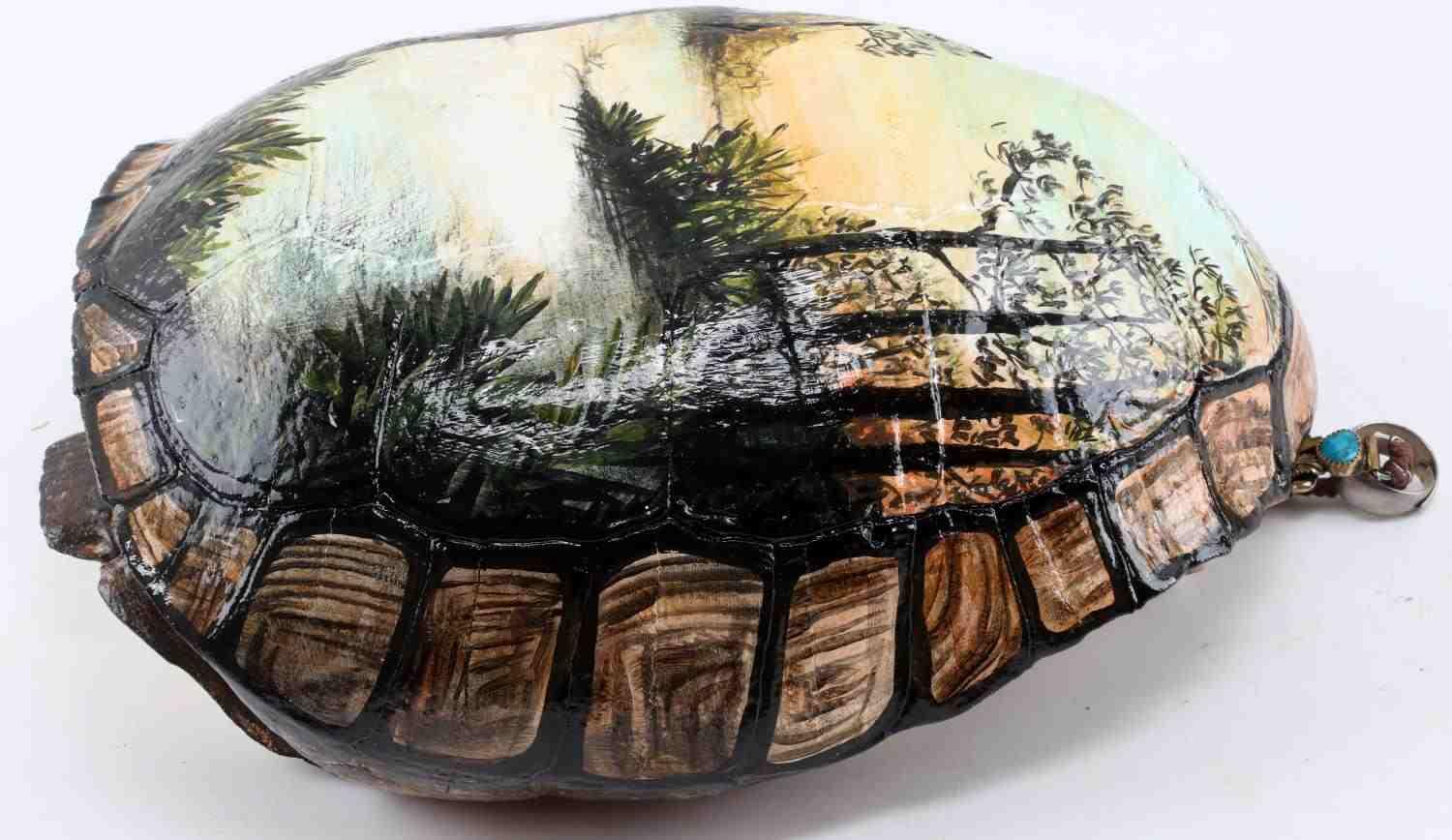 GOPHER TORTOISE SHELL WITH FLORIDA LANDSCAPE