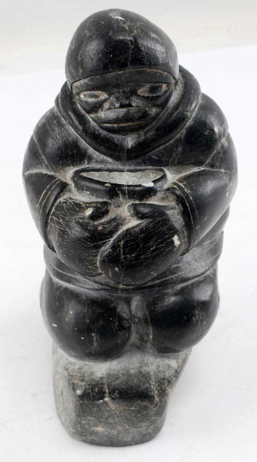 INUIT SOAPSTONE CARVING OF MALE FIGURE