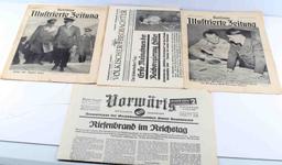 WWII GERMAN THIRD REICH HITLER NEWSPAPER LOT OF 4