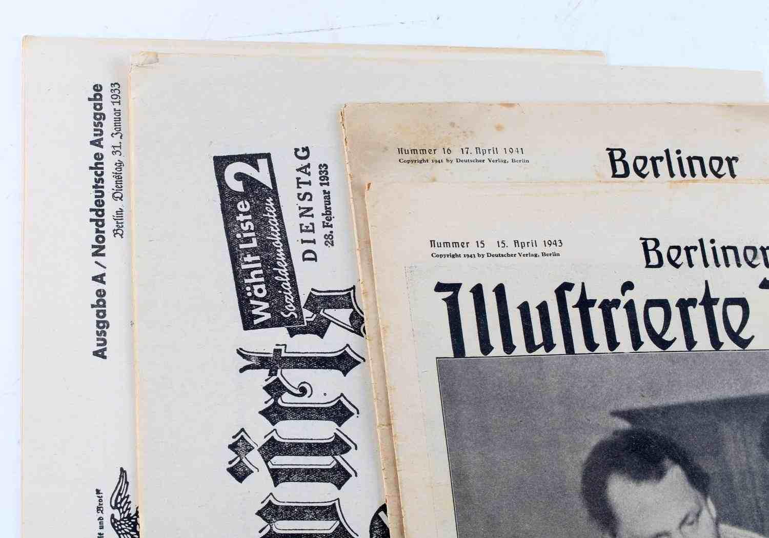 WWII GERMAN THIRD REICH HITLER NEWSPAPER LOT OF 4