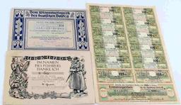 LOT 3 WWII GERMAN COMMEMORATIVE PAPER CERTIFICATES