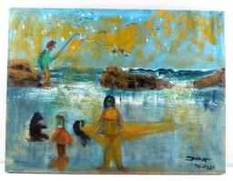 MODERN FIGURATIVE WATERSCAPE OIL PAINTING