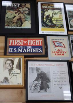 MIXED LOT OF WAR ADVERTISING PRINTS & PHOTOS