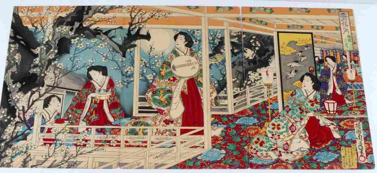 UKIYO-E 19TH CENTURY JAPANESE WOODBLOCK TRIPTYCH