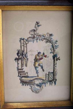 VINTAGE CHINESE EXPORT ETCHING OF ACTOR & MUSICIAN