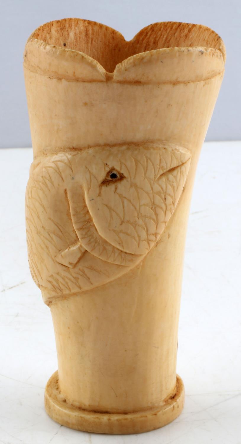 ANTIQUE IVORY SCRIMSHAW CARP FISH CARVING