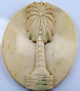 ANTIQUE HOTEL ROOM IVORY PALM TREE DOOR MARK