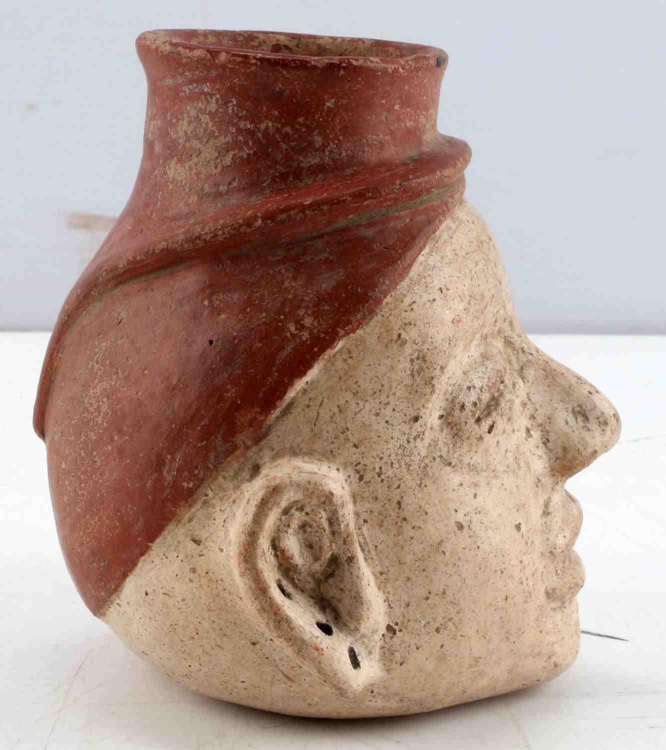 NATIVE AMERICAN QUAPAW STYLE HEAD JAR VESSEL