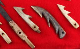 NATIVE AMERICAN BONE TOOL AND NEEDLE LOT OF 11