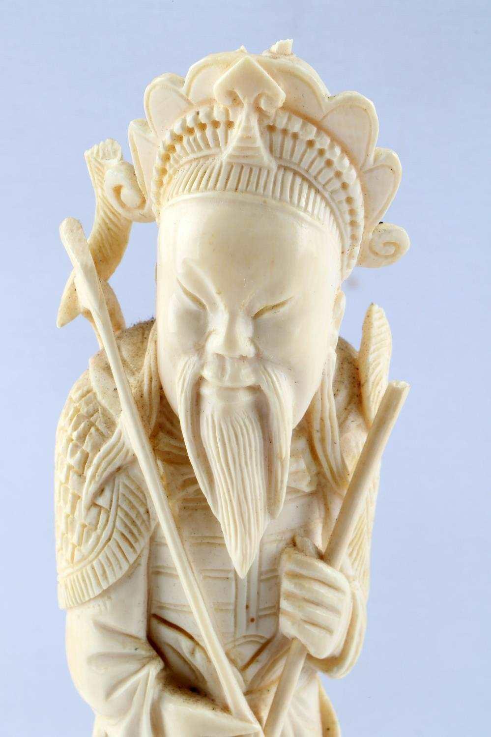 ANTIQUE CHINESE IVORY MALE DEITY 10 INCH FIGURE