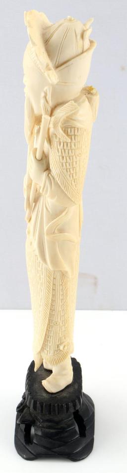 ANTIQUE CHINESE IVORY MALE DEITY 10 INCH FIGURE