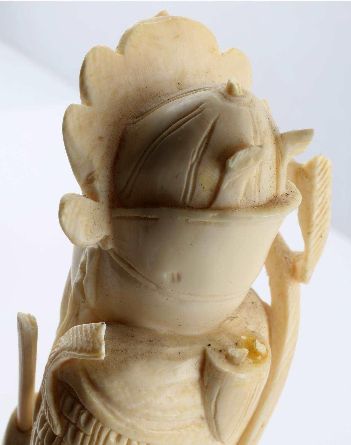 ANTIQUE CHINESE IVORY MALE DEITY 10 INCH FIGURE