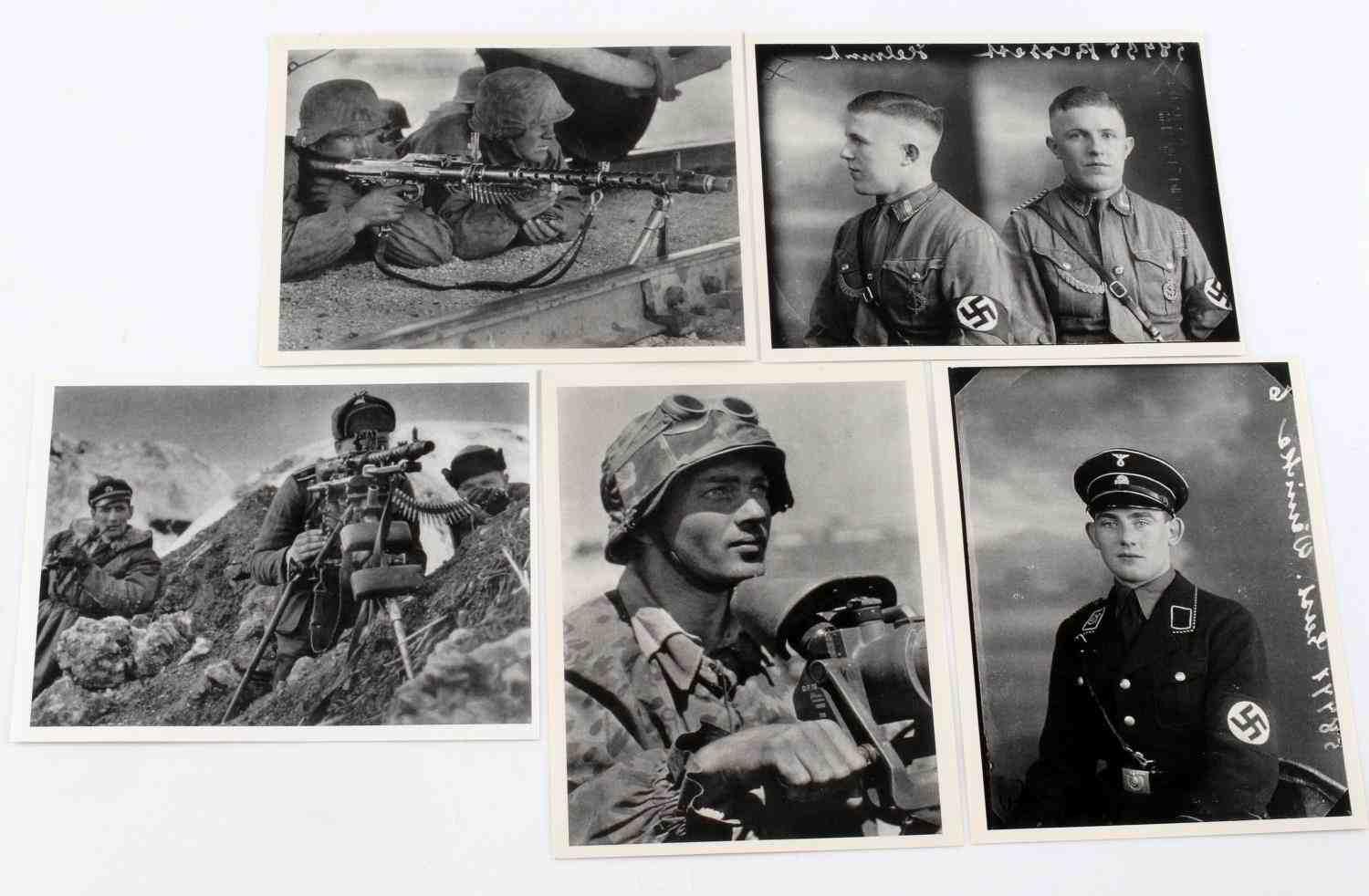 WWII GERMAN WAFFEN SS SOLDIER POSTCARDS LOT OF 5