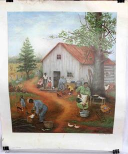 BLACK AMERICANA SIGNED STOVALL COMP'NY COMIN PRINT