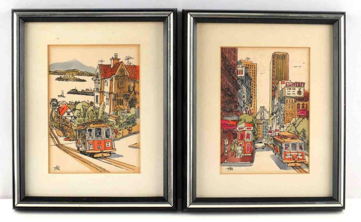 SAN FRANCISCO MID CENTURY WATERCOLOR PAINTING