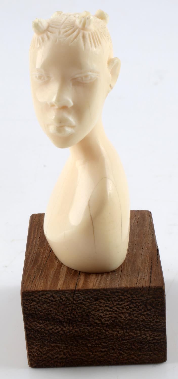 ANTIQUE AFRICAN HAND CARVED IVORY BUST MINI