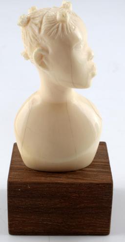 ANTIQUE AFRICAN HAND CARVED IVORY BUST MINI