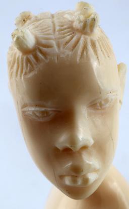 ANTIQUE AFRICAN HAND CARVED IVORY BUST MINI