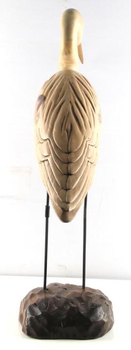 TOM TABER HERON CARVED WOOD SCULPTURE