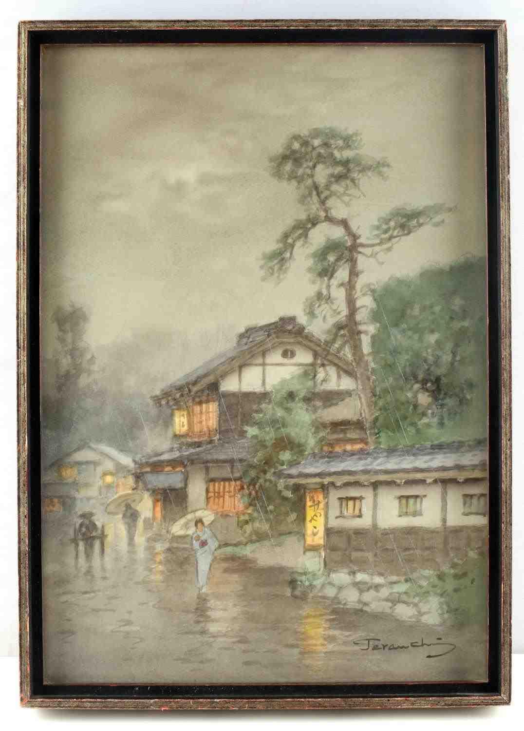 TERAUCHI MANJIRO JAPANESE WATERCOLOR LANDSCAPE