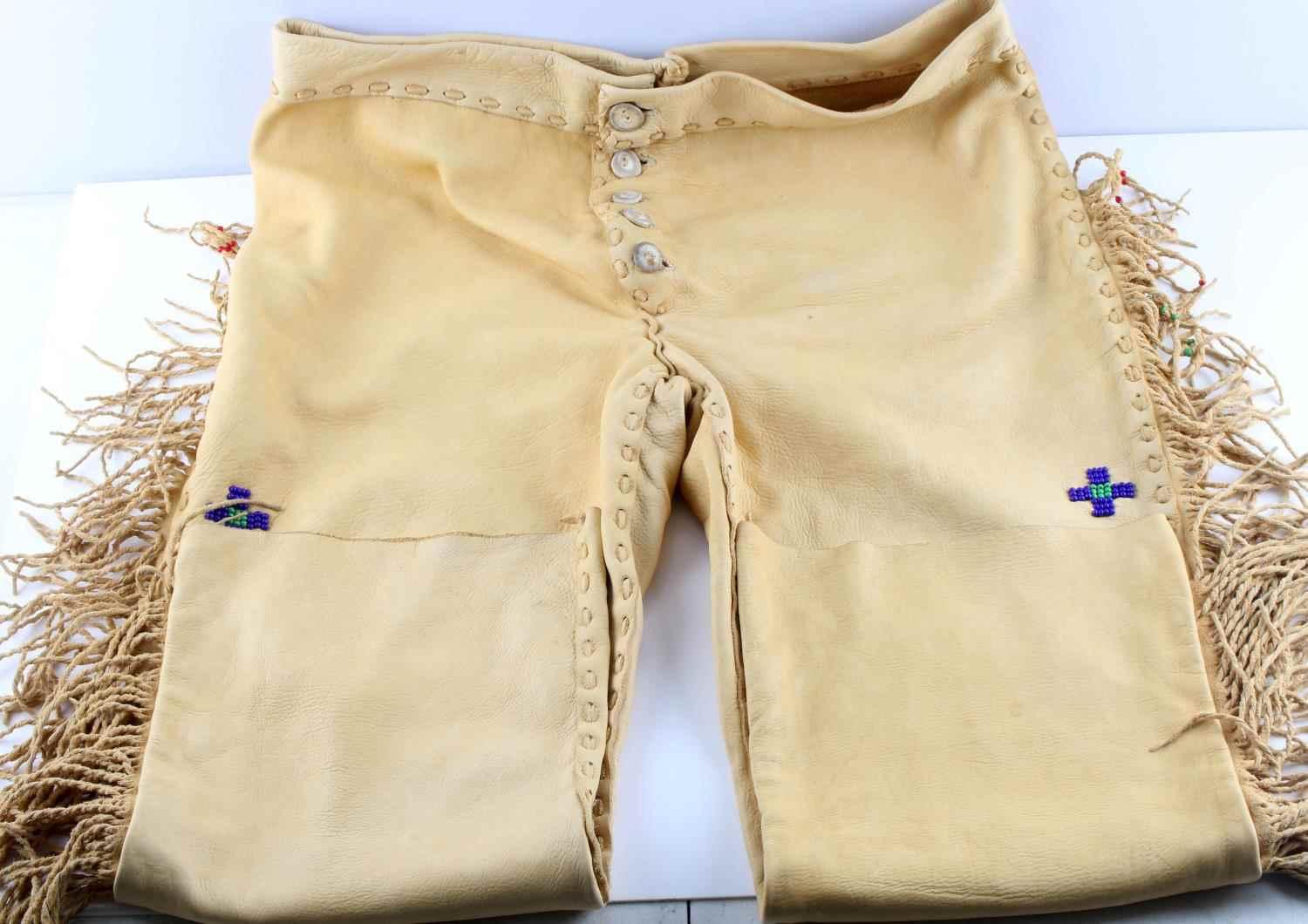 BRAIN TANNED LEATHER NATIVE AMERICAN TROUSERS