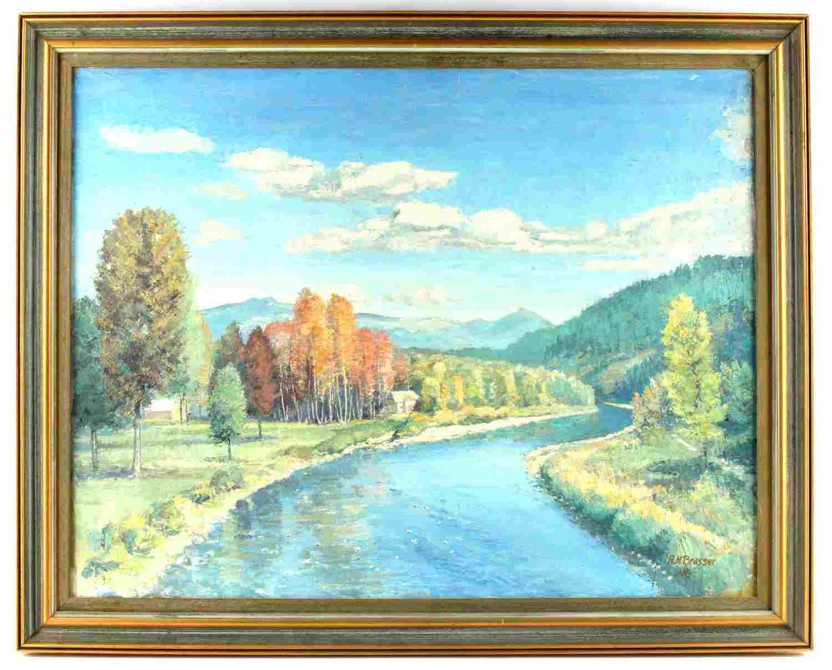 BRASSER IMPRESSIONIST LANDSCAPE PAINTING FRAMED