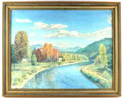 BRASSER IMPRESSIONIST LANDSCAPE PAINTING FRAMED