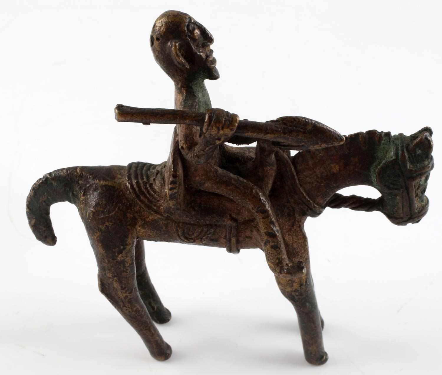 DOGON MALI WEST AFRICA BRONZE HORSEMAN SCULPTURE