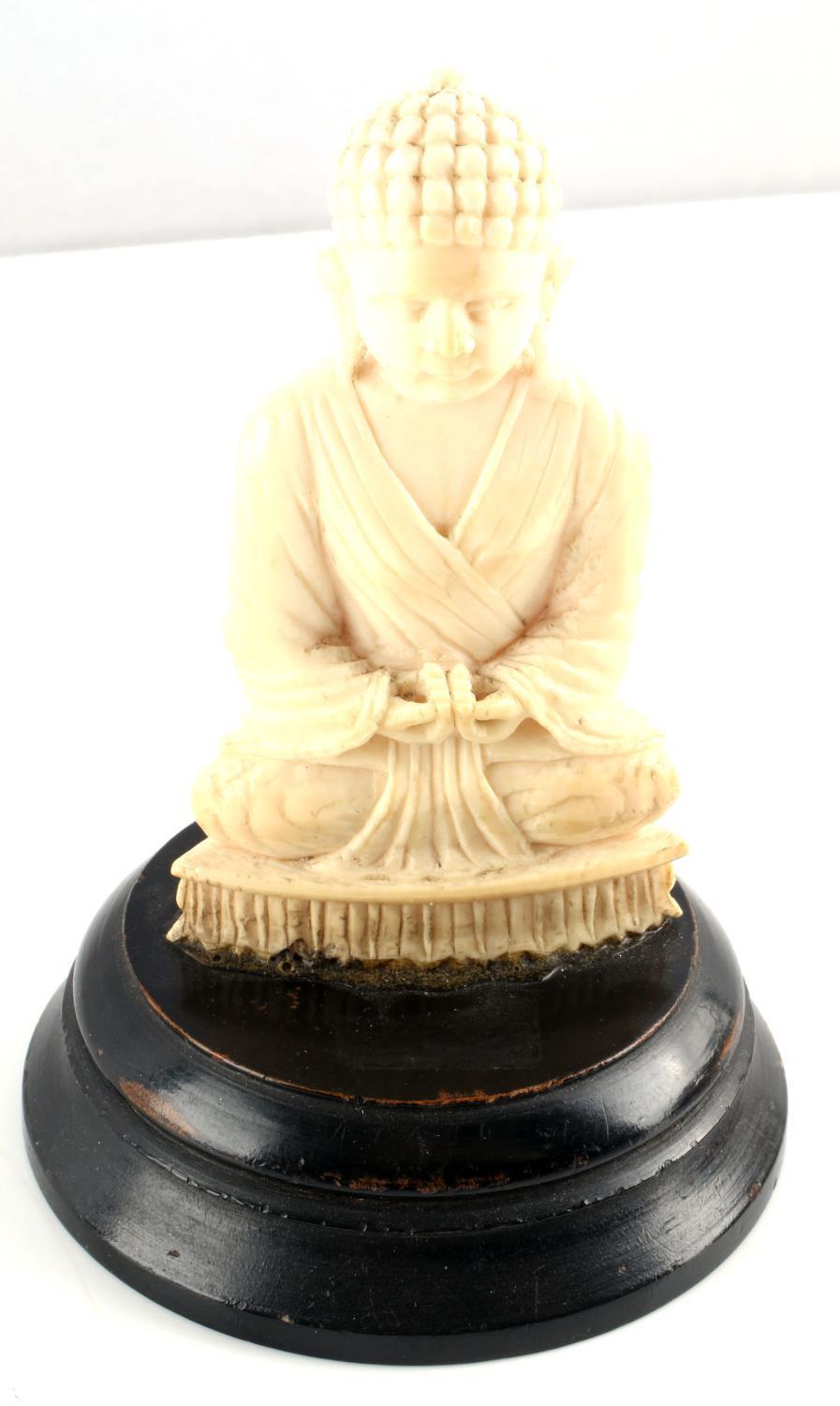 ANTIQUE IVORY BUDDHA LOTUS POSITION FIGURE