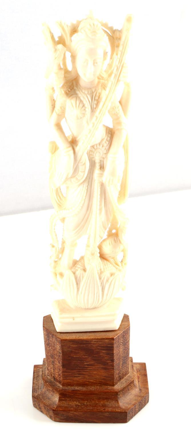 ANTIQUE IVORY HINDU DIETY SARASWATI PLAYING SITAR